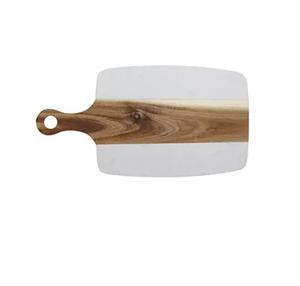 Tabla de cortar de mármol blanca con cuchillo, bandeja de servir de piedra con asa para cocina, tabla para cortar queso y frutas - Product Image 1