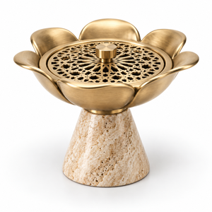 Quemador de Incienso Bakhoor de Diseño de Lujo, Base con Aspecto de Mármol, Acero Inoxidable, Oud Árabe, Ecológico, Duradero, Aromaterapia para Todas las Estaciones - Product Image 2