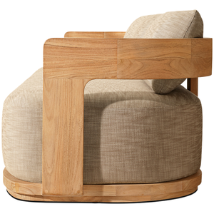 Contemporary Style <b>Outdoor</b> <b>Sofa</b> Solid Teak Curved Frame Three Seaters Premium Garden Lounge Modern Furniture Hotel Terrace - Product Image 5