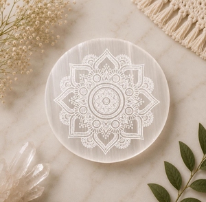 Natural White Selenite Reiki Yin Yang Crystal Charging Plate Polished Grid Energy Cleansing Disc Home Decor Business Gift - Product Image 3