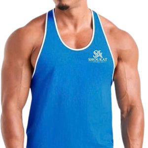 <b>Mens</b> Blue Racerback Tank Top Gym Workout <b>Vest</b> Athletic Fitness Training Bodybuilding Sportswear Sleeveless <b>Running</b> Activewear - Product Image 5