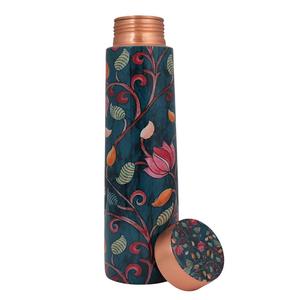 Bouteille d'eau en cuivre artisanale – Vaisselle classique écologique pour mariage, rentrée scolaire, avec couvercle à vis, compatible lave-vaisselle, export - Product Image 2