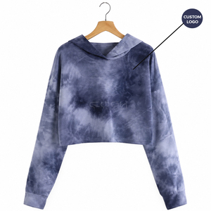 Sweat-shirt à capuche court tie-dye Cosh International Sorority Sisterhood, style streetwear tendance, pull décontracté à capuche, personnalisable - Product Image 1