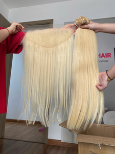 [BLONDE BEAUTIFUL] Tendance Couleur Nouveau Double Trame 100% Vierge Remy Cheveux Humains Lâche Vague Profonde Peau Trame Personnalisable Couleur - Product Image 2