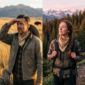 Custom Vintage Buffalo Bandana | Western Cowboy 55 Cm Square Scarf | Sublimation Printed Nature <b>Head</b> <b>Wrap</b> 100% Cotton Bandana - Product Image 5
