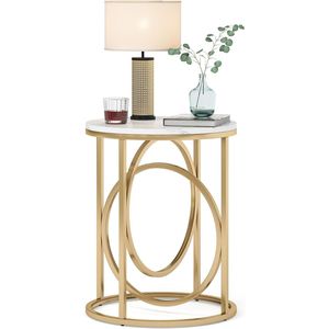 Tavolino da Divano Moderno con Base a O Dorata, Elegante Tavolo da Cocktail o Caffè - Product Image 5