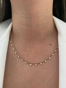 สร้อยคอเพชรแบบห้อย 14K 18K ทองคำแท้ทรงกลมประดับเพชรแล็บโกรว์ แบบโซลิแทร์ ขนาด 3 มม. พร้อมสายโซ่ลูกปัด 15-17 นิ้ว สำหรับใส่ซ้อนกัน - Product Image 1