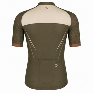 Maillot de Ciclismo Premium OEM para Hombre, Protección UPF, Verde Oliva, Estilo Retro, Ajuste de Carrera, con Paneles de Malla - Product Image 3