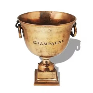 Bol à champagne en aluminium martelé avec support suspendu pour verres, refroidisseur de boissons argenté pour fêtes et bars - Product Image 2
