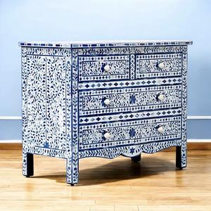 Cajón con Incrustaciones de Hueso de ILAHI, Diseño Moderno con Detalles de Ágata, Mueble Portátil para el Hogar - Product Image 1