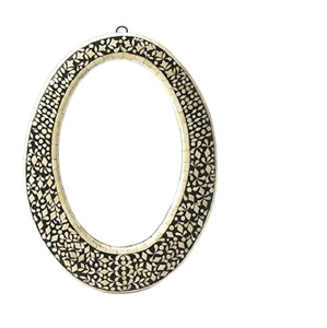 Produit noir en forme ovale, incrustation d'os, cadre de miroir suspendu de chambre à coucher, miroir de bureau, miroir décoratif mural de salon - Product Image 1