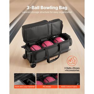 Borsa per 3 Palline da Bowling con Ruote e Scomparto Separato per Scarpe fino alla Taglia US 16 - Product Image 2