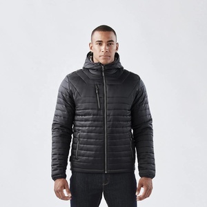Veste matelassée coupe-vent en polaire douce à capuche noire pour homme TriPro Sports, poches, fermeture éclair, coupe régulière, hiver - Product Image 1
