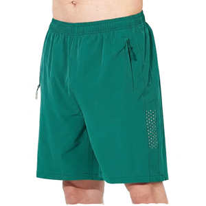 Shorts Bermuda pour homme en vert olive, séchage rapide, avec poches zippées, taille élastique, vêtements de sport décontractés - Product Image 4