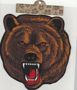 Brown Bear Head Embroidered Patch <b>Sew</b>-On Applique Handmade Iron On Badge Irregular Shape Cloth Decoration - Product Image 1