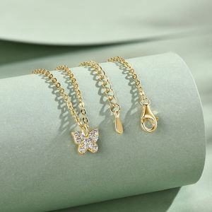 Novedades: Collar con Colgante de Mariposa de Plata de Ley 925 con Moissanita Color D, Diseño de Nudo Natural y Cuerda, para Mujer - Product Image 4