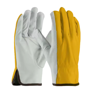 High Quality Premium Cowhide Leather Driver Work Gloves With Keyston <b>Thumb</b> and Brown Elastic <b>Cuff</b> Heavy Duty Durable Gloves - Product Image 6