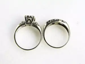 Conjunto de Anillos de Boda de Moissanita con Corte Redondo, Plata de Ley 925, Chapado en Oro, Estilo Vintage - Product Image 2