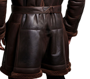 Trench Leather <b>Coat</b> <b>Men</b> Genuine Cow Skin High Quality Sherpa Shearling Waterproof Hooded Regular Length Warm Slim Eco-Friendly - Product Image 2