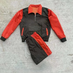 Ensemble 2 pièces coupe-vent oversize avec haut court zippé et short pour femme – Ensemble décontracté en nylon uni avec fermeture éclair - Product Image 4