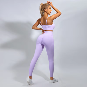 Ensemble de vêtements de sport pour femme : débardeur et leggings personnalisés, nouvelle conception, taille élastique, tissu confortable. - Product Image 6