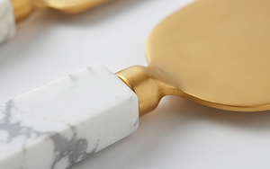 Gold <b>Cheese</b> <b>Knife</b> <b>Set</b> With Marble Handles Dishwasher Safe Durable Metal Tools For Serving Use Wedding And Hotel Use - Product Image 4