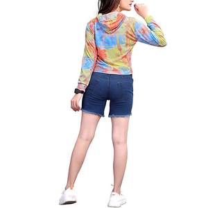 Sudadera con Capucha Corta para Mujer, Otoño, Personalizada, Holgada, Ajustada a la Cintura, Color Sólido, Manga Larga, Casual, con Logotipo Frontal, 100% Algodón - Product Image 6