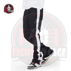 Pantalones Casuales Negros Apilados al por Mayor para Hombre, Joggers Ajustados con Bordado Personalizado, Estilo Acampanado de Lona Ligera de Secado Rápido - Product Image 5