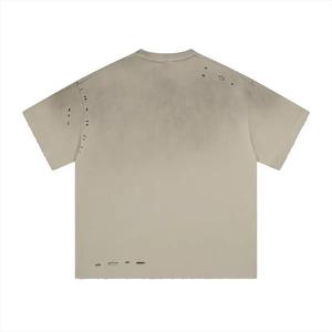 Custom 100% Cotton 230-300GSM Oversized <b>Tshirts</b> Men's Vintage Distressed Acid Wash Solid Pattern Casual Printed Tees T Shirts - Product Image 2