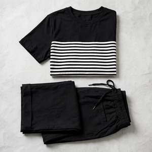 2026 Wholesale Summer Men's Casual Shorts <b>Set</b> Plain Color Solid 100% Cotton Jersey Quick Dry Knitted Customized Logo <b>Twin</b> <b>Set</b> - Product Image 2