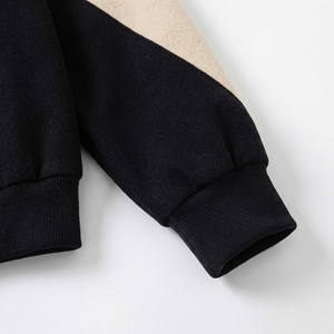 เสื้อแจ็คเก็ตสีดำเบจตัดต่อสีต่างกัน |   เสื้อแจ็คเก็ตบอมเบอร์คอขนแกะติดกระดุมแป๊ก |   เสื้อโค้ทสตรีทแวร์ทรงโอเวอร์ไซส์ |   ผู้ผลิต OEM ตามสั่ง - Product Image 5