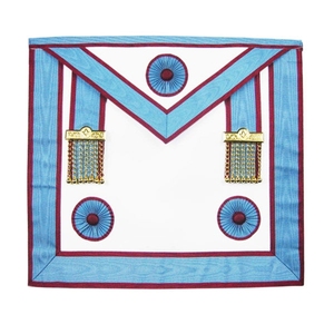 Tablier maçonnique avec symbole œil triangulaire bleu, broderie dorée Z, bordure en satin artisanal, simple face - Product Image 3