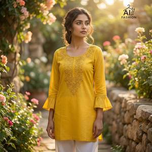 <b>Indian</b> Women Wear Maroon Heavy Rayon Short Kurtis With Chikankari Work Loose Fit Midi Casual <b>Top</b> For India Pakistan Style - Product Image 2