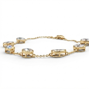 Luxury 14K <b>Solid</b> <b>Gold</b> IGI Certified Diamond Bracelet Pear Cut Bezel Set Chain Link Women's Wedding Anniversary Jewelry - Product Image 3