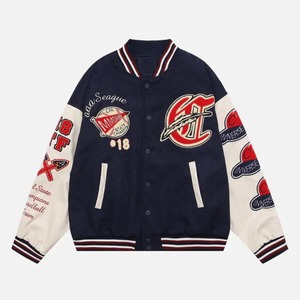 Latest Casual Canvas Varsity <b>Jacket</b> OEM Outdoor Winter Chenille Patch Embroidered Front Waterproof Breathable Windproof Mandarin - Product Image 1