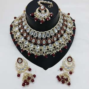 Juego de Collar Fino Jewelemarket 10575546RD con Piedras Kundan, Perlas y Cuentas - Product Image 2