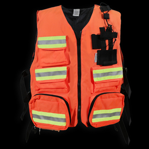 เสื้อกั๊กสะท้อนแสงแบบ Hi-Vis สำหรับงานก่อสร้าง ดีไซน์หลายกระเป๋า ผลิตจากโพลีเอสเตอร์ตาข่าย 100% ปรับแต่งสีและโลโก้ได้ ชุดยูนิฟอร์มสำหรับเจ้าหน้าที่ชายทุกคน - Product Image 4