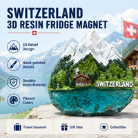 Maßgefertigter Schweizer Harz-Kühlschrankmagnet Schweizer Berg- und Seenmotiv Touristen-Souvenir 3D Polyresin Kühlschrankmagnete Großhandel
