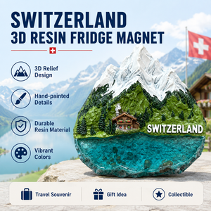 Aimants de réfrigérateur en résine personnalisés <span class=keywords><strong>Suisse</strong></span>, souvenirs touristiques montagne et lac suisses, aimants 3D en polyrésine pour réfrigérateur, vente en gros - Product Image 3
