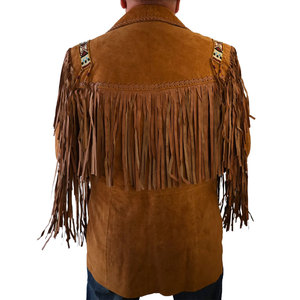 High Quality Men's Genuine <b>Suede</b> Leather Fringe <b>Jacket</b> Winter Apparel Plain Dyed Style All Sizes Available OEM Private Label - Product Image 2