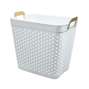 Cesto per biancheria bianco da 2 bushel, flessibile, rettangolare, decorativo - Product Image 1