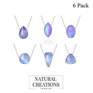 Premium Silver Plated Fine Classic 925 Silver Slider Purple Moonstone Mix Shapes Spring <b>Lock</b> <b>Cable</b> Chain Bezel Setting Pack 6 - Product Image 4