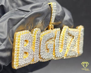 Moissanite Diamond " BIGUZI " Letter Pendant <b>Iced</b> <b>Out</b> Hip Hop Necklace Bling <b>Chain</b> Luxury Statement Jewelry Gift - Product Image 4