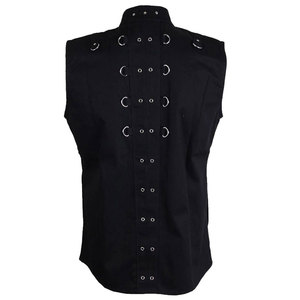 เสื้อกั๊กโกธิคผู้ชาย สไตล์พังก์ร็อก สีดำ ตกแต่งโซ่โลหะ สายรัด เสื้อกั๊กสำหรับขี่มอเตอร์ไซค์สำหรับผู้ชาย - Product Image 2