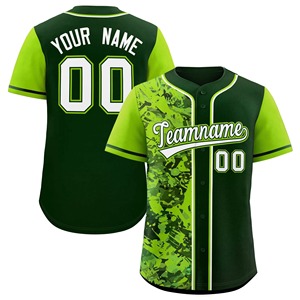 Camiseta de Béisbol Personalizada con Camuflaje Verde para Hombre, Manga Corta, Impresión Sublimada, Transpirable, Uniforme de Equipo, Corte Regular para Adultos - Product Image 1
