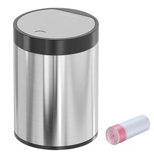 Mini Cestino da Scrivania in Acciaio Inox da 1,5L con Coperchio, Contenitore per Rifiuti da 0,4 Galloni per Ufficio e Casa, Include 1 Rotolo di Sacchetti - Product Image 1