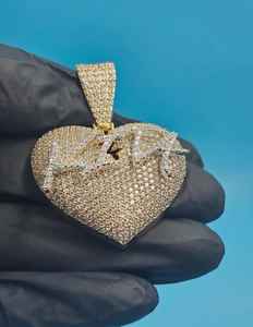 Colgante de Corazón Roto con Incrustaciones de Diamantes, Plata 925 Chapada en Oro, Estilo Hip Hop, Personalizado con Nombre en Moissanita VVS, para Regalo - Product Image 6