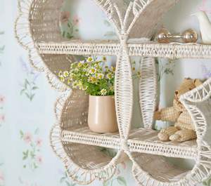 Étagère pour enfants en rotin de haute qualité, en forme de papillon, en osier naturel, décoration murale pour chambre d'enfant, adorable rangement et présentoir pour chambre de bébé - Product Image 3