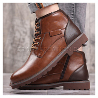 Bottes en cuir véritable marron à lacets, bout rond, semelle en caoutchouc antidérapante, chaussures robustes toutes saisons, vente en gros, chaussures du Bangladesh