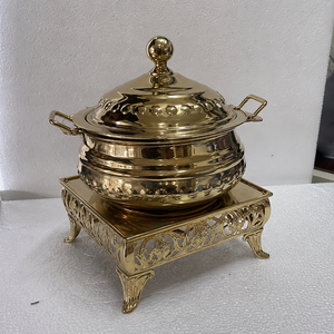 Luxury Brass Soup Chafing Dish <b>Food</b> Warmer with Stand Buffet <b>Server</b> Hotel Restaurant Catering Banquet OEM ODM Manufacturer - Product Image 2